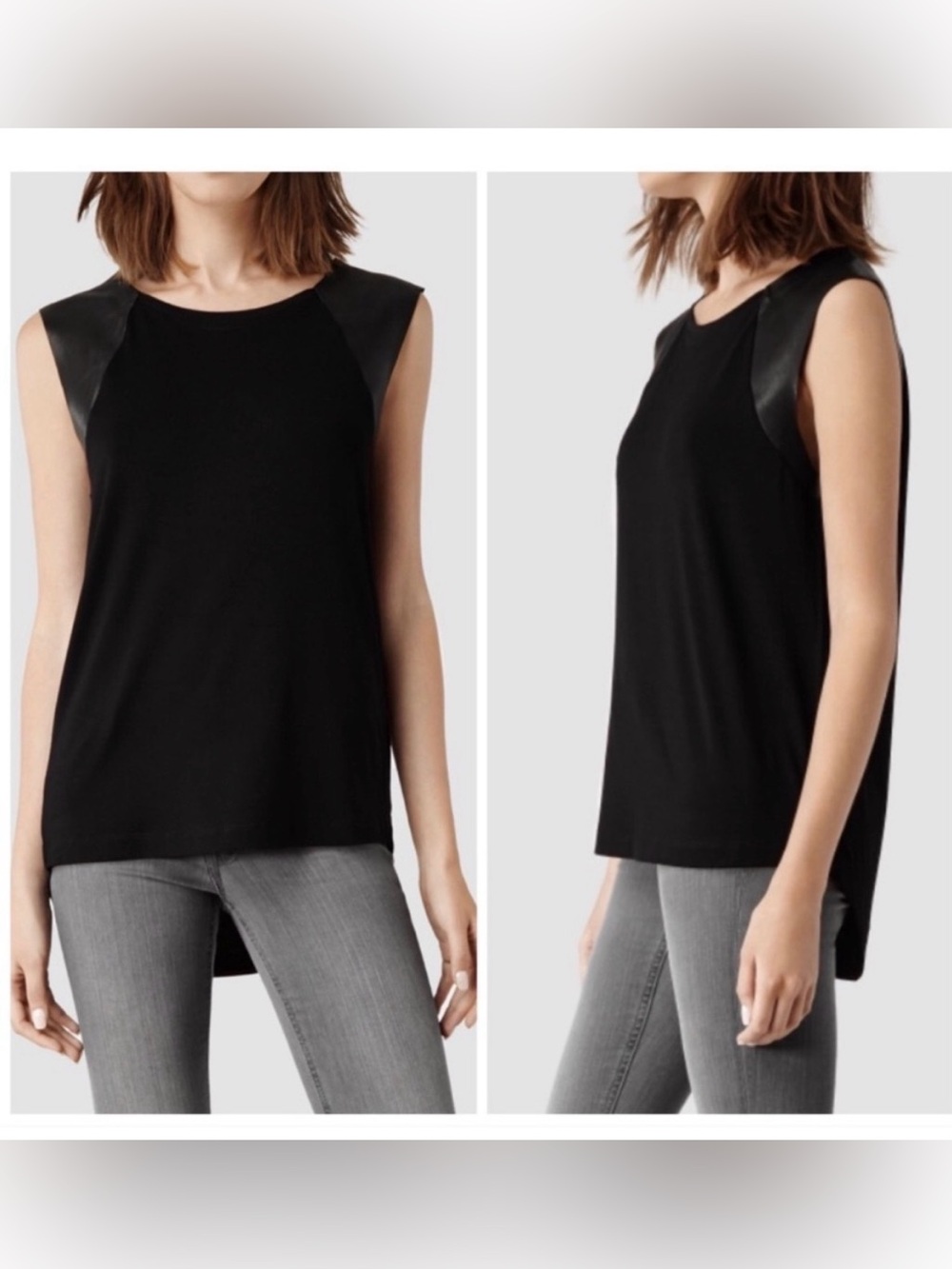 ALLSAINTS Alienor Tank Top Leather Black Size S
